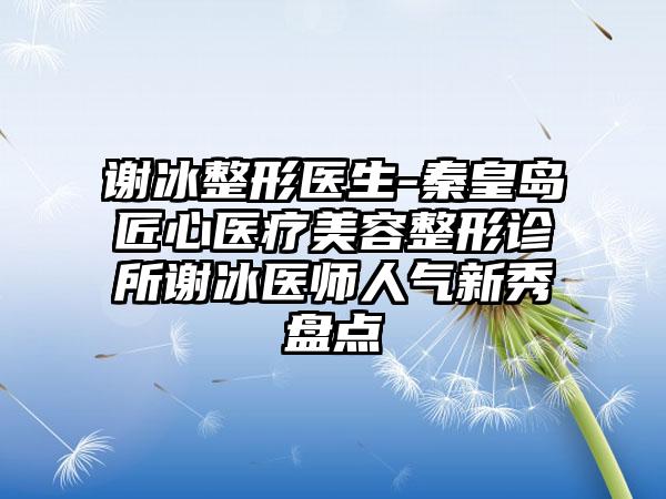 谢冰整形医生-秦皇岛匠心医疗美容整形诊所谢冰医师人气新秀盘点