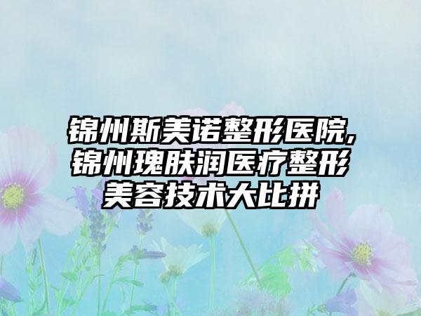 锦州斯美诺整形医院,锦州瑰肤润医疗整形美容技术大比拼