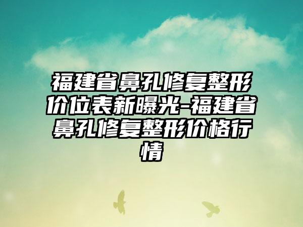 福建省鼻孔修复整形价位表新曝光-福建省鼻孔修复整形价格行情