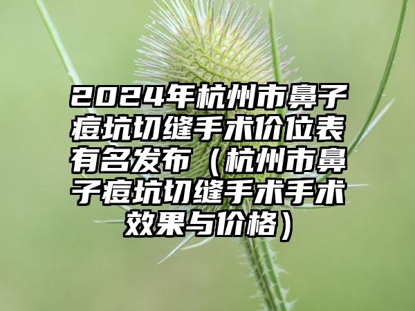 2024年杭州市鼻子痘坑切缝手术价位表有名发布（杭州市鼻子痘坑切缝手术手术效果与价格）