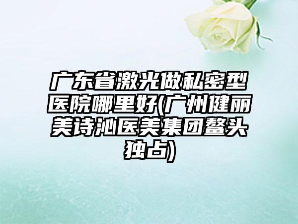 广东省激光做私密型医院哪里好(广州健丽美诗沁医美集团鳌头独占)