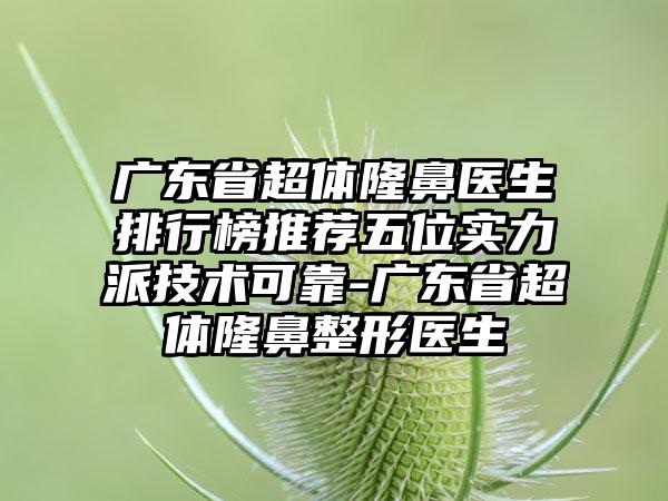 广东省超体隆鼻医生排行榜推荐五位实力派技术可靠-广东省超体隆鼻整形医生