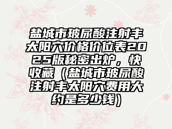 盐城市玻尿酸注射丰太阳穴价格价位表2025版秘密出炉，快收藏（盐城市玻尿酸注射丰太阳穴费用大约是多少钱）