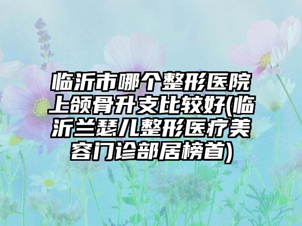 临沂市哪个整形医院上颌骨升支比较好(临沂兰瑟儿整形医疗美容门诊部居榜首)