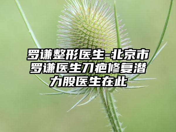 罗谦整形医生-北京市罗谦医生刀疤修复潜力股医生在此