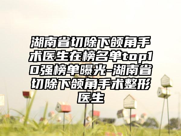 湖南省切除下颌角手术医生在榜名单top10强榜单曝光-湖南省切除下颌角手术整形医生