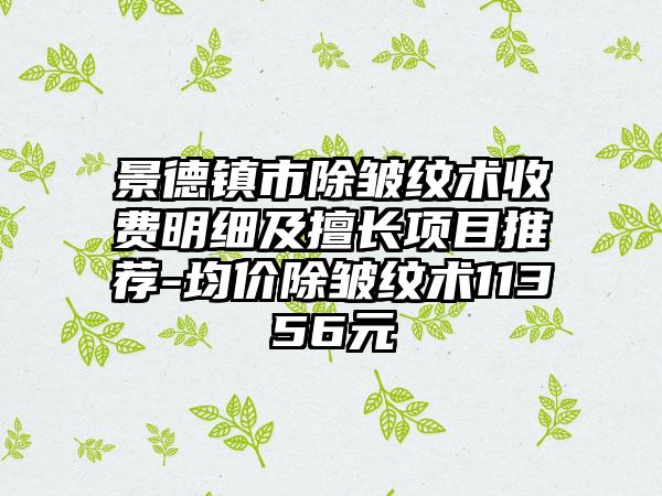 景德镇市除皱纹术收费明细及擅长项目推荐-均价除皱纹术11356元