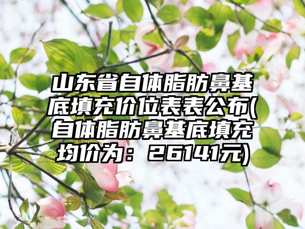 山东省自体脂肪鼻基底填充价位表表公布(自体脂肪鼻基底填充均价为：26141元)