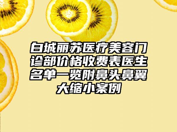 白城丽苏医疗美容门诊部价格收费表医生名单一览附鼻头鼻翼大缩小案例