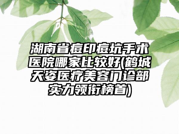 湖南省痘印痘坑手术医院哪家比较好(鹤城天姿医疗美容门诊部实力领衔榜首)