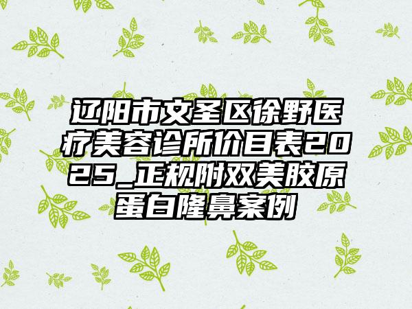 辽阳市文圣区徐野医疗美容诊所价目表2025_正规附双美胶原蛋白隆鼻案例