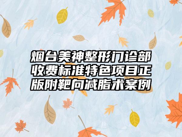 烟台美神整形门诊部收费标准特色项目正版附靶向减脂术案例