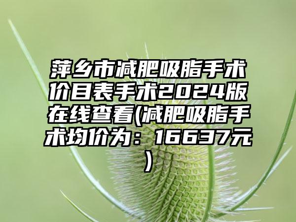 萍乡市减肥吸脂手术价目表手术2024版在线查看(减肥吸脂手术均价为：16637元)