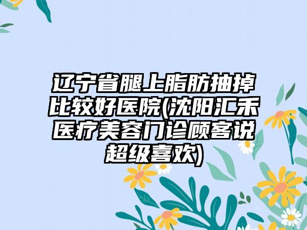 辽宁省腿上脂肪抽掉比较好医院(沈阳汇禾医疗美容门诊顾客说超级喜欢)