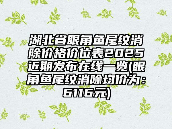 湖北省眼角鱼尾纹消除价格价位表2025近期发布在线一览(眼角鱼尾纹消除均价为：6116元)