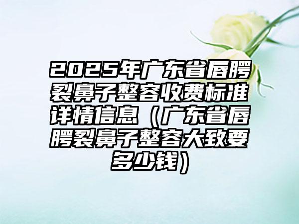 2025年广东省唇腭裂鼻子整容收费标准详情信息（广东省唇腭裂鼻子整容大致要多少钱）