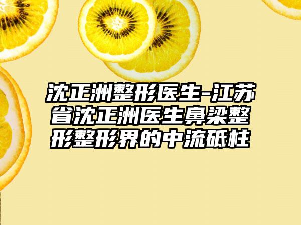 沈正洲整形医生-江苏省沈正洲医生鼻梁整形整形界的中流砥柱