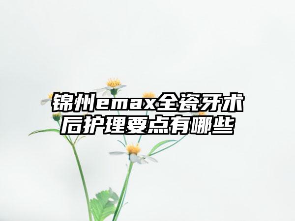 锦州emax全瓷牙术后护理要点有哪些