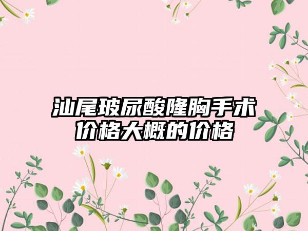 汕尾玻尿酸隆胸手术价格大概的价格