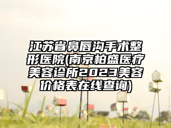 江苏省鼻唇沟手术整形医院(南京柏盛医疗美容诊所2023美容价格表在线查询)