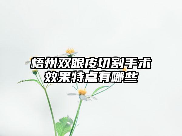 梧州双眼皮切割手术效果特点有哪些