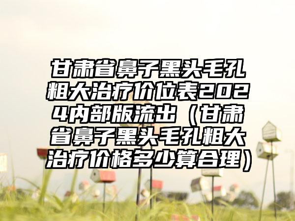 甘肃省鼻子黑头毛孔粗大治疗价位表2024内部版流出（甘肃省鼻子黑头毛孔粗大治疗价格多少算合理）