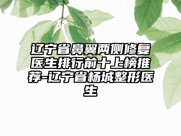 辽宁省鼻翼两侧修复医生排行前十上榜推荐-辽宁省杨城整形医生