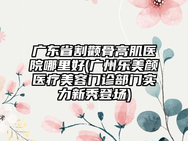 广东省割颧骨高肌医院哪里好(广州乐美颜医疗美容门诊部门实力新秀登场)