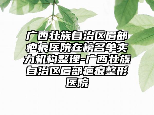 广西壮族自治区眉部疤痕医院在榜名单实力机构整理-广西壮族自治区眉部疤痕整形医院