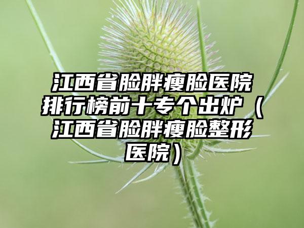 江西省脸胖瘦脸医院排行榜前十专个出炉（江西省脸胖瘦脸整形医院）