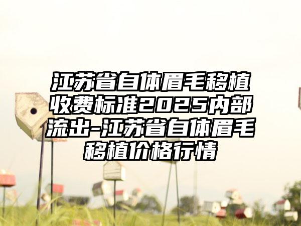 江苏省自体眉毛移植收费标准2025内部流出-江苏省自体眉毛移植价格行情