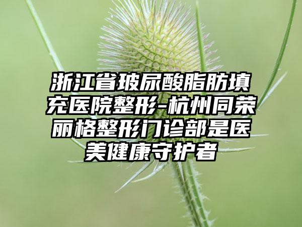 浙江省玻尿酸脂肪填充医院整形-杭州同荣丽格整形门诊部是医美健康守护者