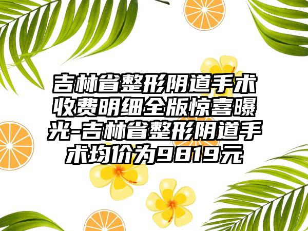 吉林省整形阴道手术收费明细全版惊喜曝光-吉林省整形阴道手术均价为9819元