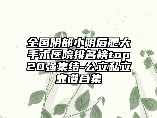 全国阴部小阴唇肥大手术医院排名榜top20强集结-公立私立靠谱合集