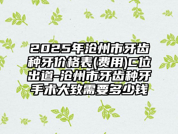 2025年沧州市牙齿种牙价格表(费用)C位出道-沧州市牙齿种牙手术大致需要多少钱