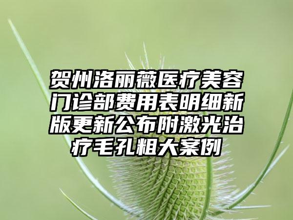 贺州洛丽薇医疗美容门诊部费用表明细新版更新公布附激光治疗毛孔粗大案例