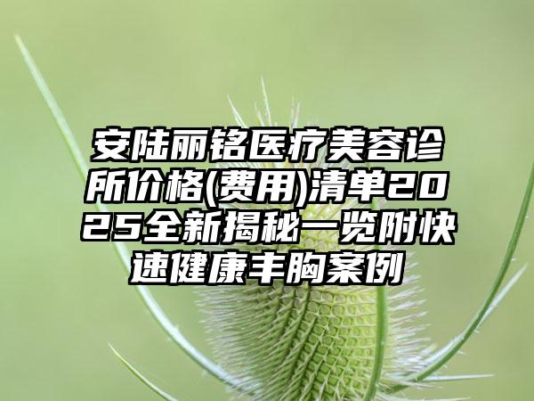 安陆丽铭医疗美容诊所价格(费用)清单2025全新揭秘一览附快速健康丰胸案例