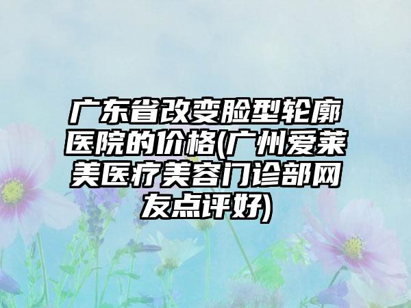 广东省改变脸型轮廓医院的价格(广州爱莱美医疗美容门诊部网友点评好)