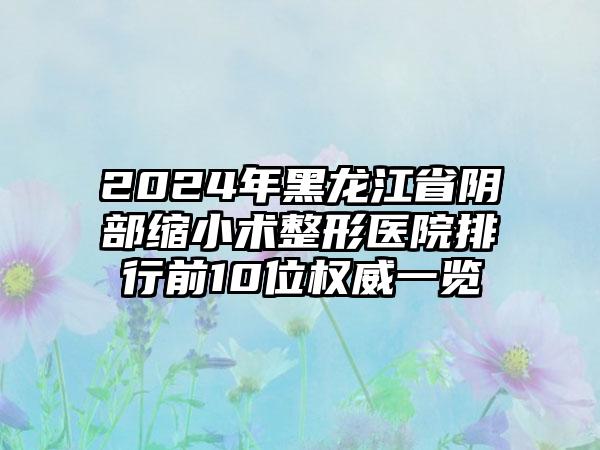 2024年黑龙江省阴部缩小术整形医院排行前10位权威一览