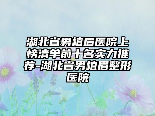 湖北省男植眉医院上榜清单前十名实力推荐-湖北省男植眉整形医院