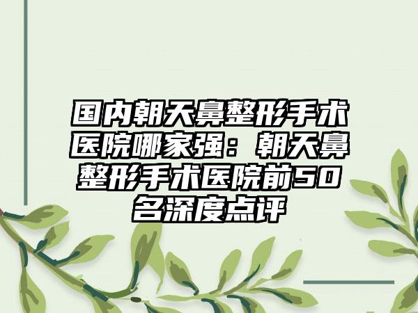 国内朝天鼻整形手术医院哪家强：朝天鼻整形手术医院前50名深度点评