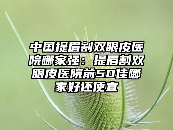 中国提眉割双眼皮医院哪家强：提眉割双眼皮医院前50佳哪家好还便宜