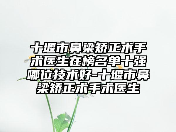 十堰市鼻梁矫正术手术医生在榜名单十强哪位技术好-十堰市鼻梁矫正术手术医生