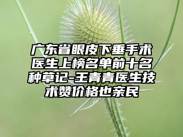 广东省眼皮下垂手术医生上榜名单前十名种草记-王青青医生技术赞价格也亲民