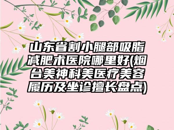 山东省割小腿部吸脂减肥术医院哪里好(烟台美神科美医疗美容履历及坐诊擅长盘点)