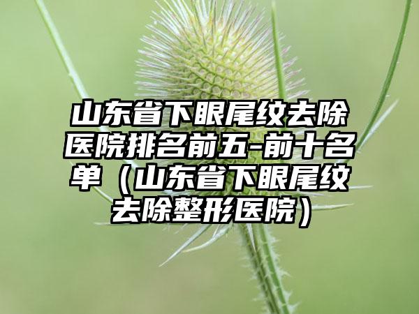 山东省下眼尾纹去除医院排名前五-前十名单（山东省下眼尾纹去除整形医院）