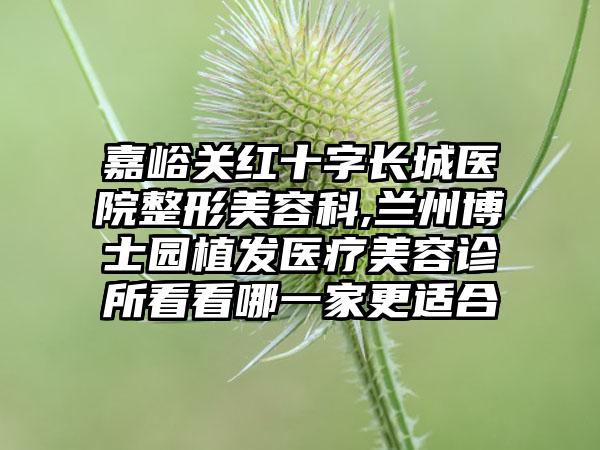 嘉峪关红十字长城医院整形美容科,兰州博士园植发医疗美容诊所看看哪一家更适合