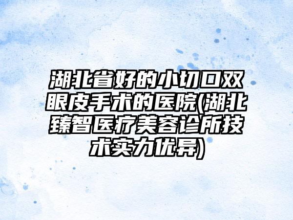 湖北省好的小切口双眼皮手术的医院(湖北臻智医疗美容诊所技术实力优异)