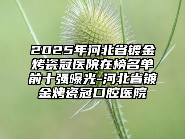 2025年河北省镀金烤瓷冠医院在榜名单前十强曝光-河北省镀金烤瓷冠口腔医院