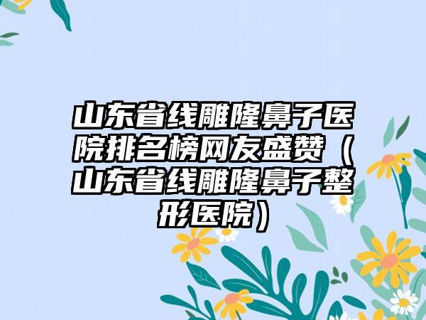 山东省线雕隆鼻子医院排名榜网友盛赞（山东省线雕隆鼻子整形医院）